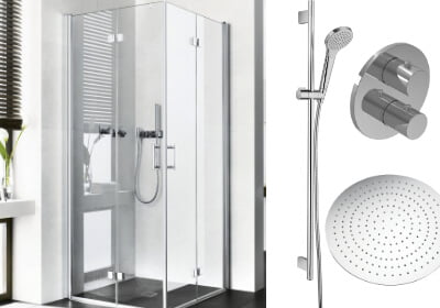 DIANA C100 Eckeinstieg mit M100 Brauseset und L400 Regenpanel