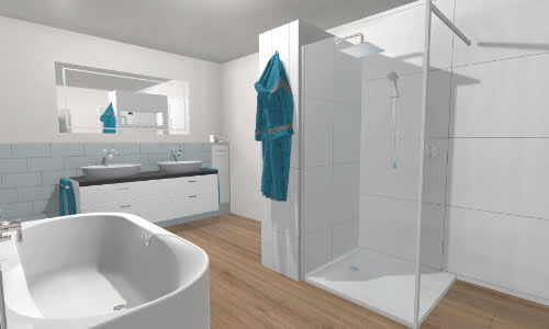 Blick auf die Dusche