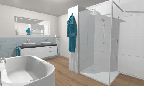 Blick auf die Dusche