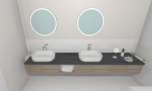 Großzügige Doppelwaschtisch-Anlage