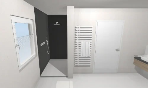 Blick auf die Dusche