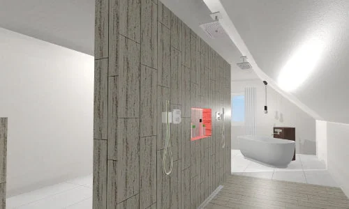 Mehr Bad geht nicht | Ansicht Doppeldusche und Badewanne