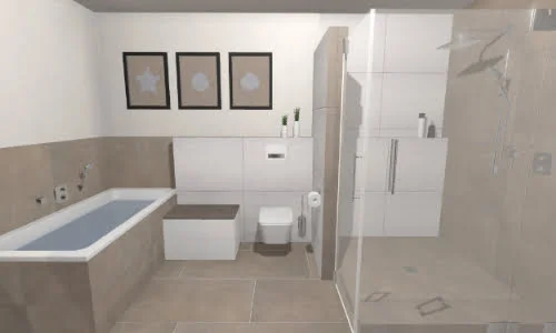 Badewanne, WC & Duschplatz