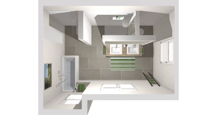 Das Badezimmer mit T-Wand | 16 qm