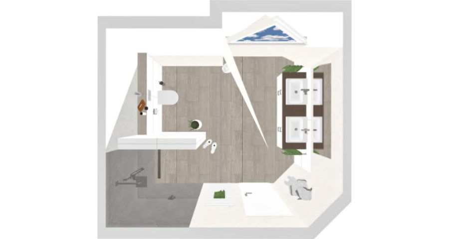 Voll schräg: Das Bad mit Dachschräge - 13 qm