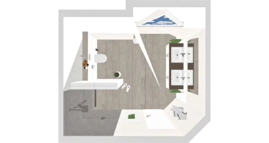 Voll schräg: Das Bad mit Dachschräge - 13 qm