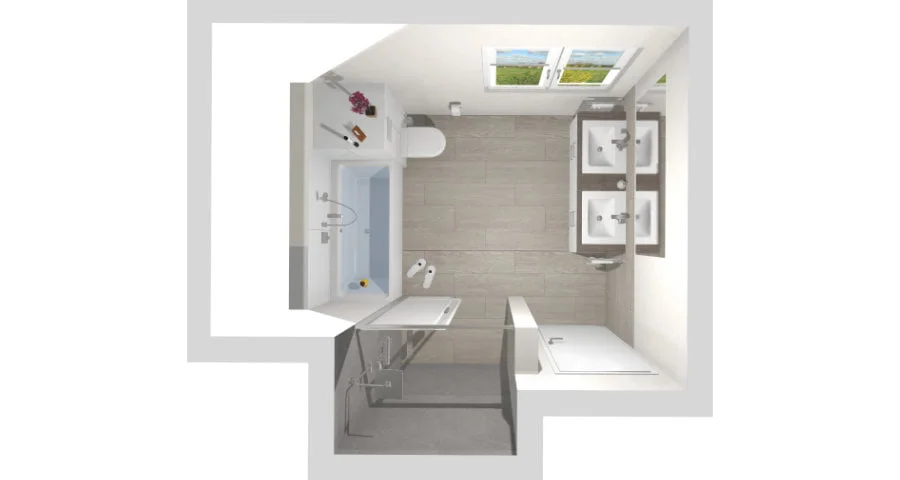 Das große Familienbad mit Nischendusche – 11 qm