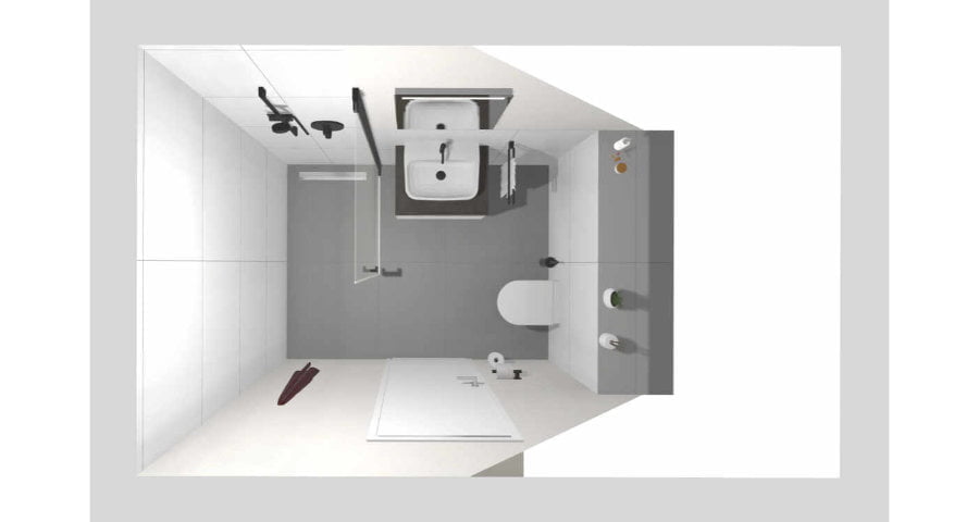 Das kleine Bad mit schwarzen Armaturen – 4 qm