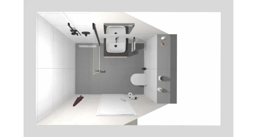 Das kleine Bad mit schwarzen Armaturen – 4 qm