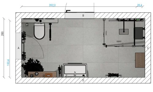 Badezimmer mit Retrofliesen | 8 qm