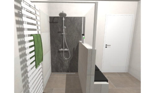 Das Bad mit Sitzbank | Ansicht Dusche