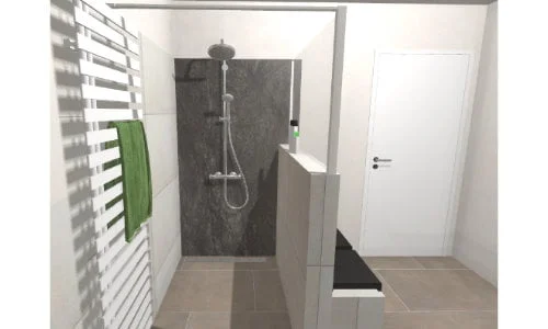 Das Bad mit Sitzbank | Ansicht Dusche