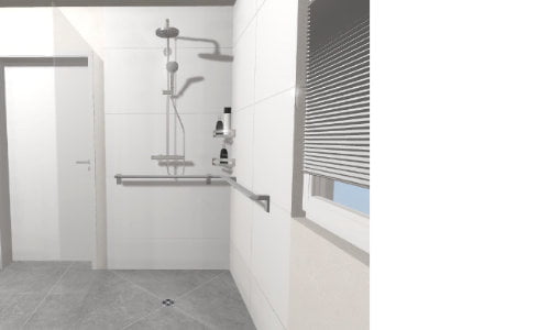 Walk-In Dusche mit Glasabtrennung