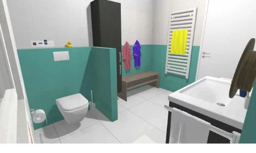 Wand-WC und Sitzbank