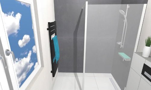 Dusche und Eingangsbereich