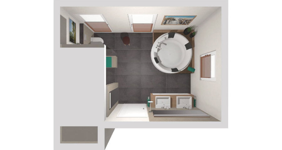 Das Luxus-Bad mit Whirlwanne – 17 qm