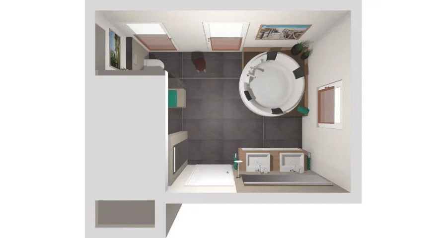 Das Luxus-Bad mit Whirlwanne – 17 qm