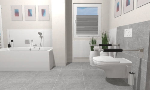 verlängertes WC mit Stützgriffen