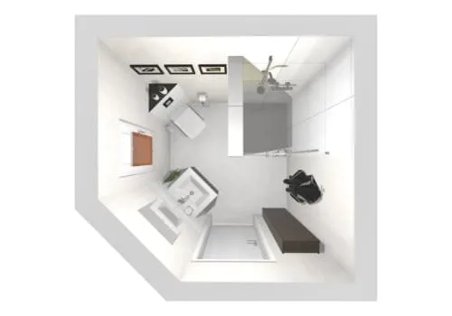 Das asymmetrische Gästebad | 4m²