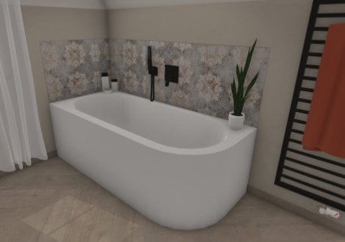 Große Badewanne: Einladende Entspannung in rustikal-modernem Ambiente