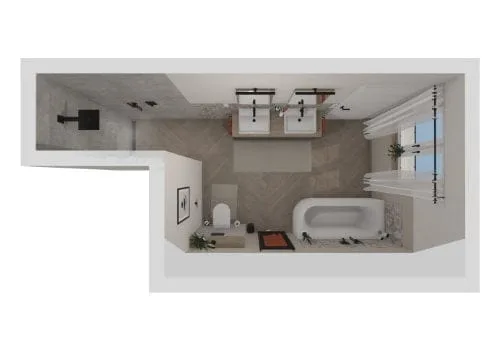 Rustikal trifft Modern: Modernes Badezimmer mit Dachschräge | 12 qm