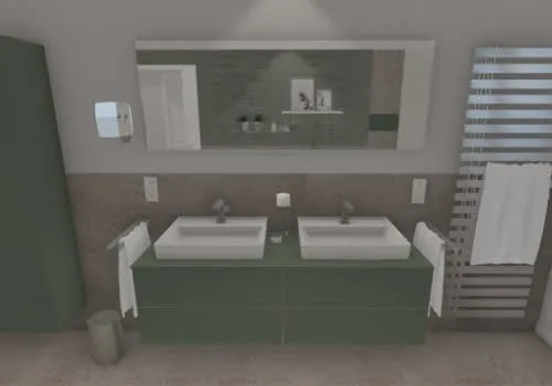 Das Badezimmer mit T-Lösung | Ansicht Waschtisch