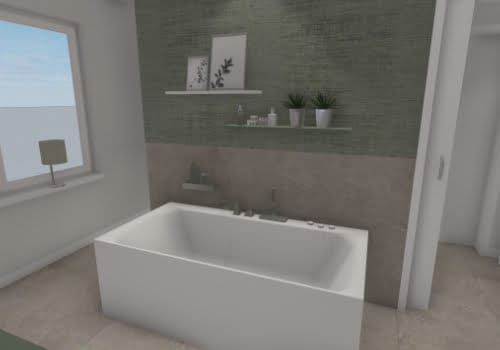 Das Badezimmer mit T-Lösung | Ansicht Badewanne