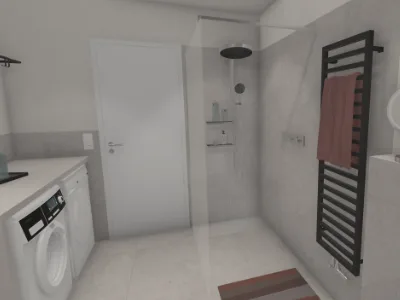 Bad mit Waschmaschine und Trockner