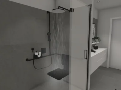 Dusche mit Duschklappsitz
