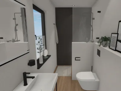 Kleines Schlauchbad mit Dusche