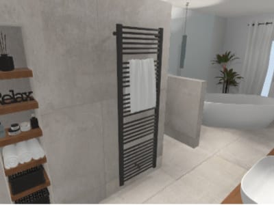 Schlauchbad mit freistehender Badewanne