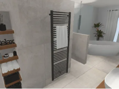 Schlauchbad mit freistehender Badewanne