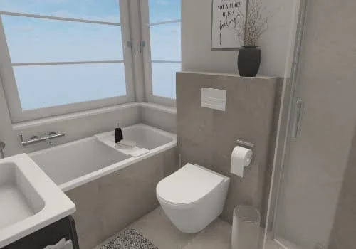 Effiziente Raumgestaltung: Badezimmer mit Badewanne und Dusche