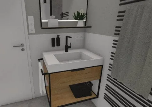  Einzelwaschtisch aus Holz mit perfekten Akzenten für moderne WC Gestaltung