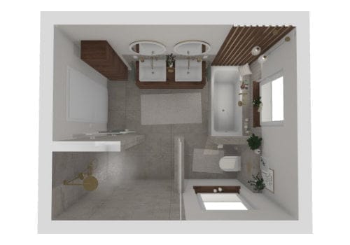 Kleines Badezimmer mit großer Dusche und Badewanne | 10 qm