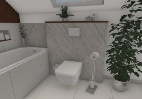 WC mit Tageslicht: Toilette unter der Dachschräge