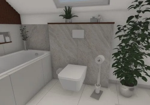 WC mit Tageslicht: Toilette unter der Dachschräge