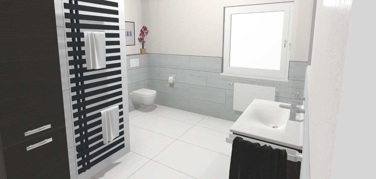 Das Bad mit ebenerdiger Walk-In Dusche – 10 qm