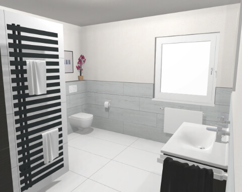 Das Bad mit ebenerdiger Walk-In Dusche – 10 qm