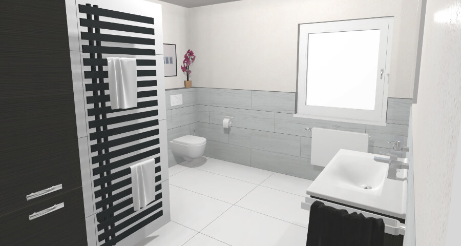 Das Bad mit ebenerdiger Walk-In Dusche – 10 qm
