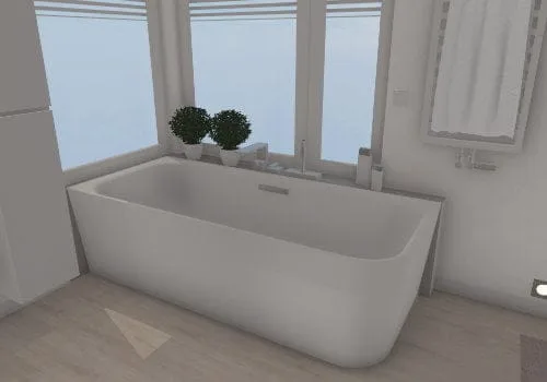 Die Badewanne als harmonischer Blickfang in der Ecke