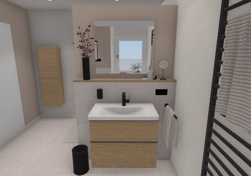 Einzelwaschtisch mit Holzakzenten: Rustikal und modern vereint