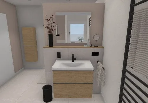 Einzelwaschtisch mit Holzakzenten: Rustikal und modern vereint