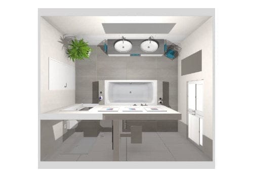 Das Badezimmer mit T-Lösung – 15 qm