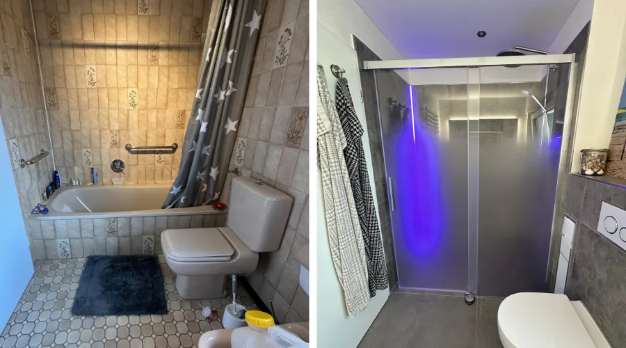 Wanne heraus, Dusche herein ins neue Bad